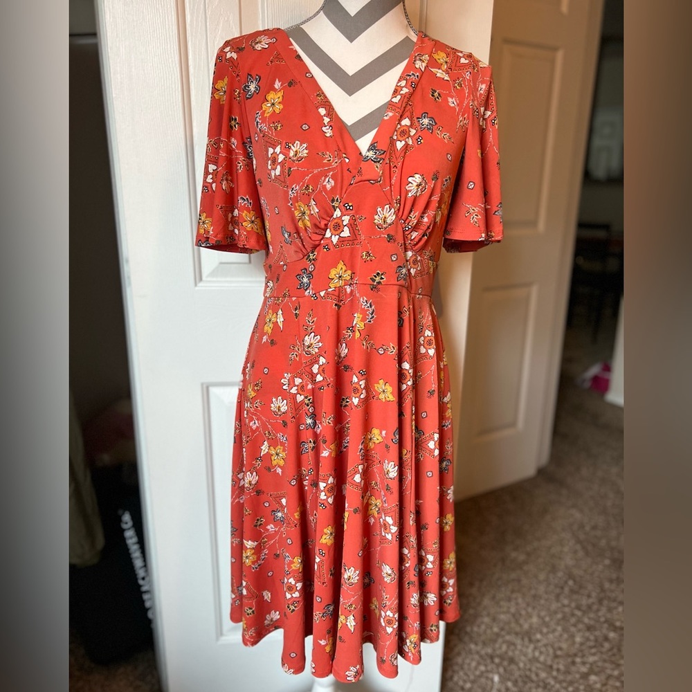 Orange Floral Dress